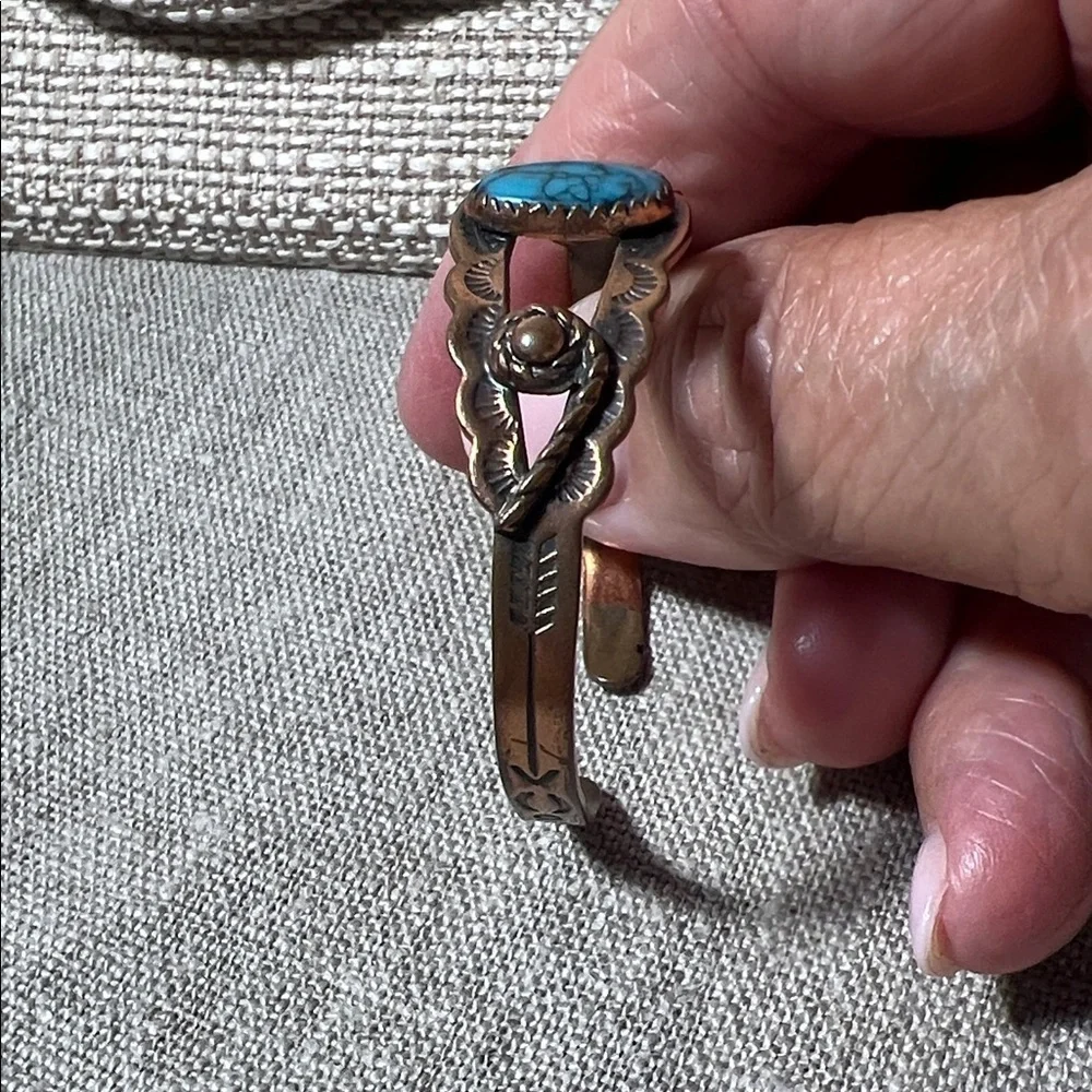 Navajo Turquoise and Copper Vintage Baby Child’s Bracelet. WA496